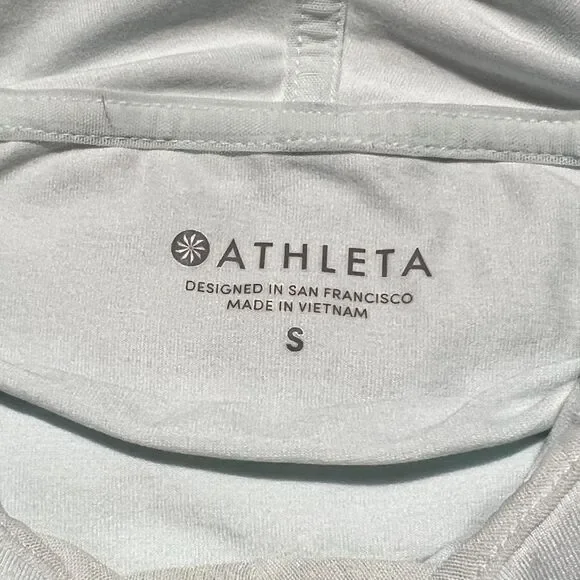 Athleta Women's Small Uptempo Hoodie Sweatshirt Light Blue Thumb Holes - Picture 5 of 9